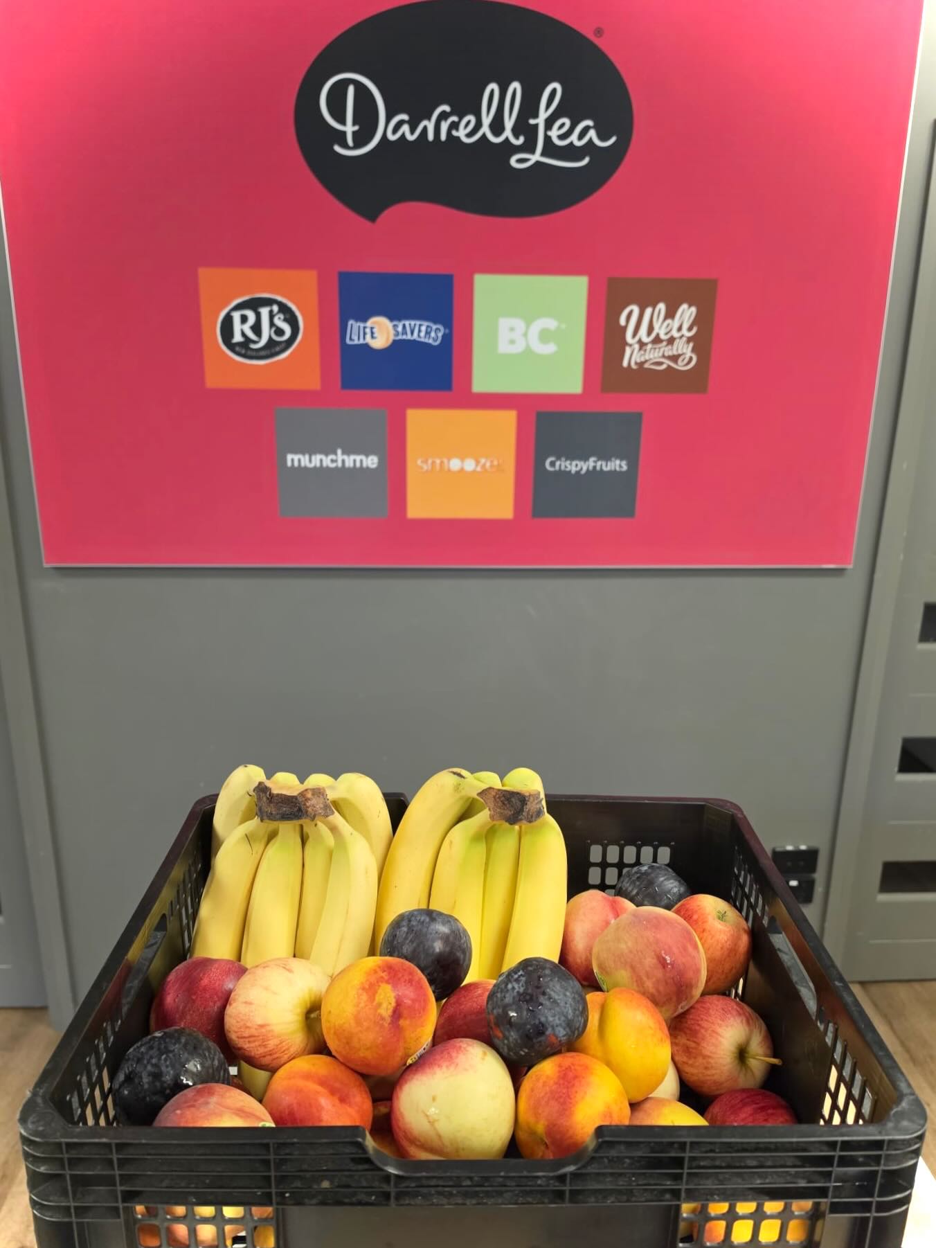 Fresh fruit crate on display at Darrell Lea